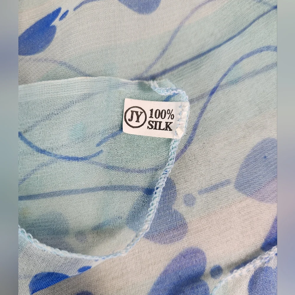 VTG Strings of Hearts 100% Silk Scarf ~LIGHT BLUE